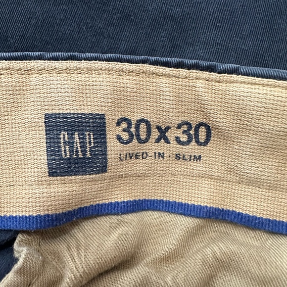 GAP Men's Lived in Slim Dark Blue Chinos - Picture 3 of 4